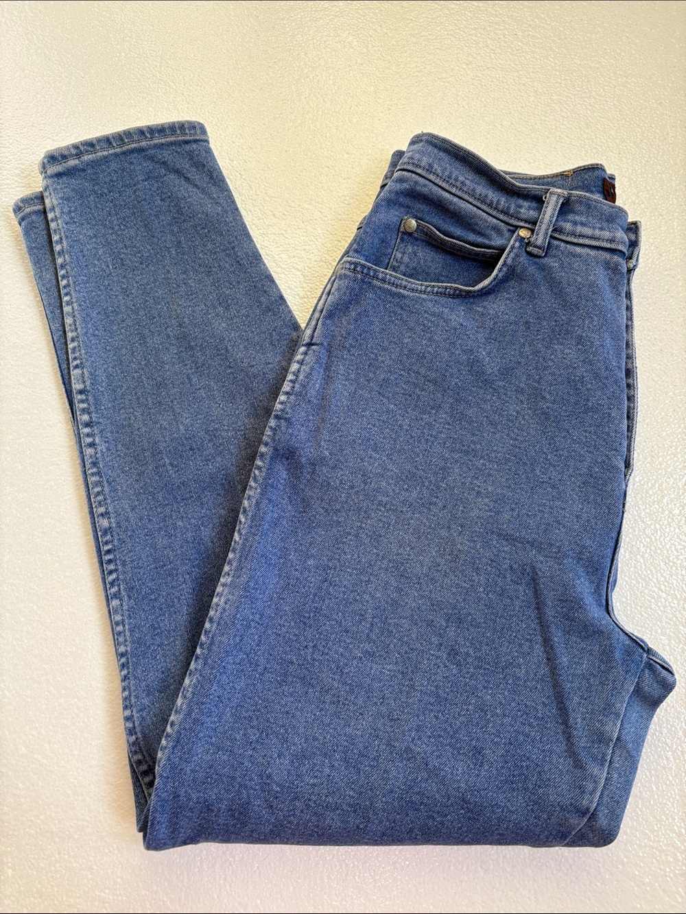 Vintage L.A. Blues Hi Waist Tapered Mom Jeans Classic Medium Wash Denim Jeans 14